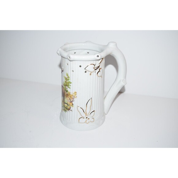 Vtg hand painted porcelain hole joke jug Hugo Schmidt Koblenz Deer Buck Mug - Picture 8 of 10